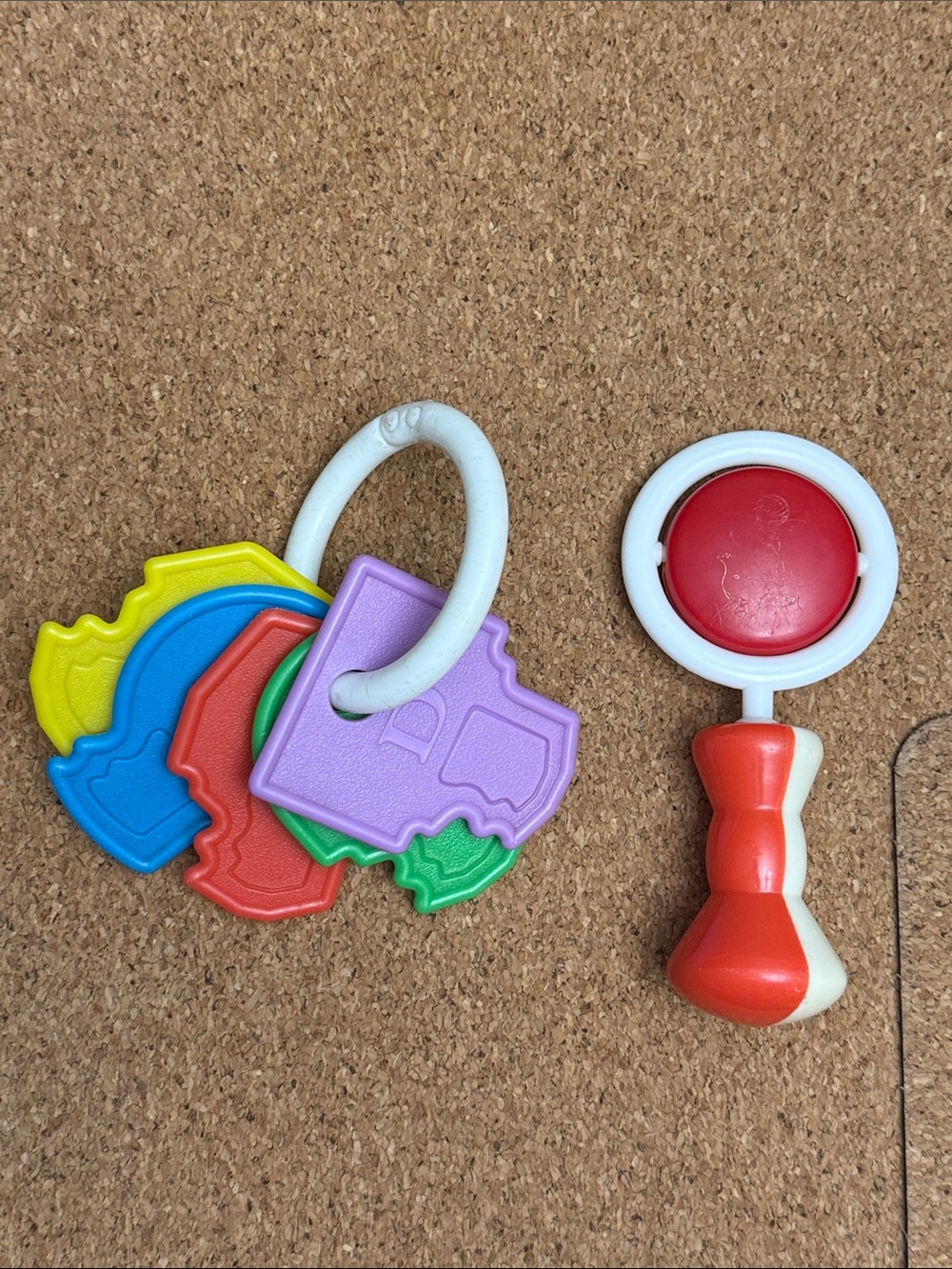Vintage 1970s Plastic Rattle Baby Toy Key Rings Sensory Play